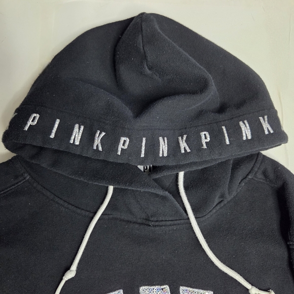 Victoria's Secret PINK Watercolor Hoodie Y2k Bling Sequin Love Streetwear Small - Picture 7 of 13